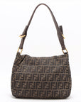 Fendi Zucca Double Flap Hobo Shoulder Bag Canvas