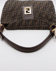 Fendi Zucca Double Flap Hobo Shoulder Bag Canvas