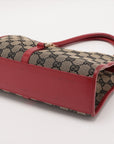 Gucci GG Canvas Jackie Canvas/Leather Shoulder bag Beige w/ Red Trim