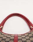 Gucci GG Canvas Jackie Canvas/Leather Shoulder bag Beige w/ Red Trim