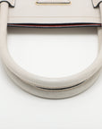 Prada Saffiano Cuir Leather Handbag Ivory w/ Red Interior