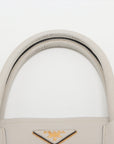 Prada Saffiano Cuir Leather Handbag Ivory w/ Red Interior