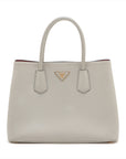 Prada Saffiano Cuir Leather Handbag Ivory w/ Red Interior