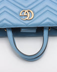 Gucci GG Marmont Tote Matelasse Leather Small Blue 2 Way