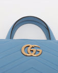 Gucci GG Marmont Tote Matelasse Leather Small Blue 2 Way