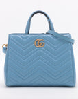 Gucci GG Marmont Tote Matelasse Leather Small Blue 2 Way