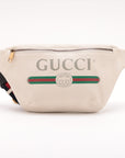 Gucci Logo Print Leather Sling Bumbag Ivory 493869 