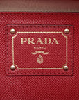 Prada Red/Beige Saffiano Cuir-Trimmed Canapa Tote 