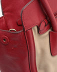 Prada Red/Beige Saffiano Cuir-Trimmed Canapa Tote 