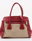 Prada Red/Beige Saffiano Cuir-Trimmed Canapa Tote 