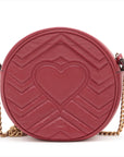 Gucci GG Marmont Round Mini Red Leather Shoulder Bag 