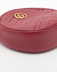 Gucci GG Marmont Round Mini Red Leather Shoulder Bag 