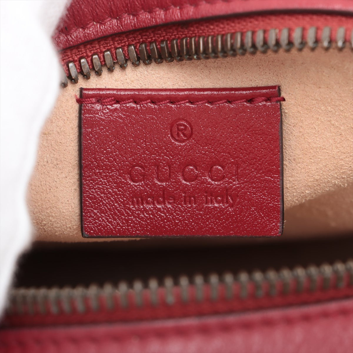 Gucci GG Marmont Round Mini Red Leather Shoulder Bag 