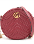 Gucci GG Marmont Round Mini Red Leather Shoulder Bag 