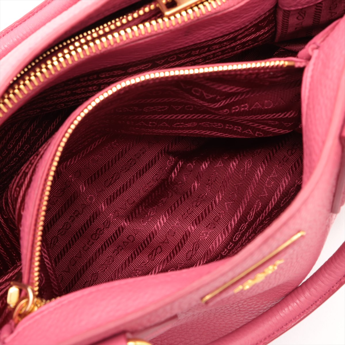 Prada Vitello Daino Leather 2 Way Handbag Pink 