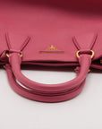 Prada Vitello Daino Leather 2 Way Handbag Pink 