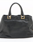 Prada Soft Calf Bow Black Tote Bag - 