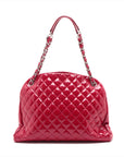 Chanel Matelasse Patent Leather Chain Tote Bag Red Silver Metal Fittings 15XXXXXX 