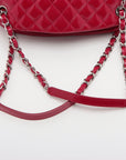 Chanel Matelasse Patent Leather Chain Tote Bag Red Silver Metal Fittings 15XXXXXX 