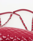 Chanel Matelasse Patent Leather Chain Tote Bag Red Silver Metal Fittings 15XXXXXX 