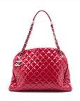 Chanel Matelasse Patent Leather Chain Tote Bag Red Silver Metal Fittings 15XXXXXX 