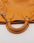 Prada Vitello Leather Braided Handle Yellow 2way Tote Bag  