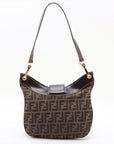 Fendi Zucca Canvas &amp; Leather Shoulder bag Brown- 