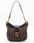 Fendi Zucca Canvas &amp; Leather Shoulder bag Brown- 