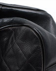 Chanel Logo Matelasse Black Quilted Caviar Skin Bowler Boston Bag 