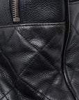 Chanel Logo Matelasse Black Quilted Caviar Skin Bowler Boston Bag 