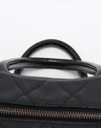 Chanel Logo Matelasse Black Quilted Caviar Skin Bowler Boston Bag 