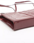 Chanel Chocolate Bar Patent Square Quilt Shoulder Bag Bordeaux Silver Metal Fittings 5 Series 