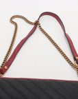 Gucci GG Marmont Medium Azalea Slim Leather Chain Shoulder Bag Black x Red 