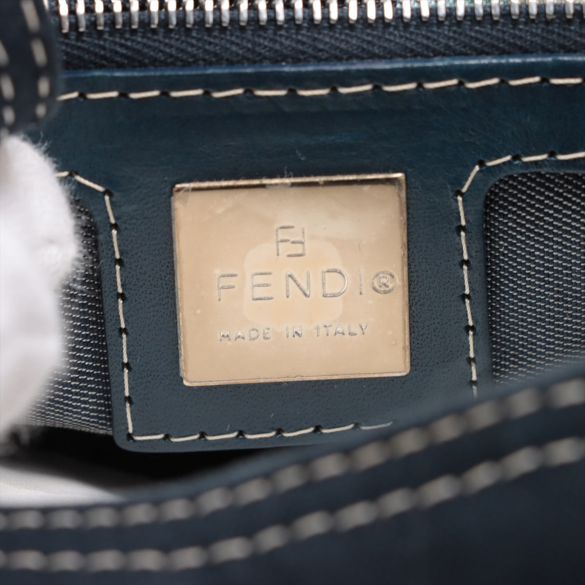 Fendi Canvas Mamma Baguette Shoulder bag Navy Blue 26686 